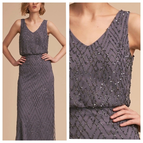 Anthropologie Dresses & Skirts - Anthropolgie x BHLDN Blaise Beaded Maxi Sleeveless Dress Grey